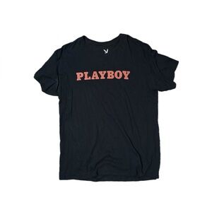 PLAYBOY Black Tee with Red Logo